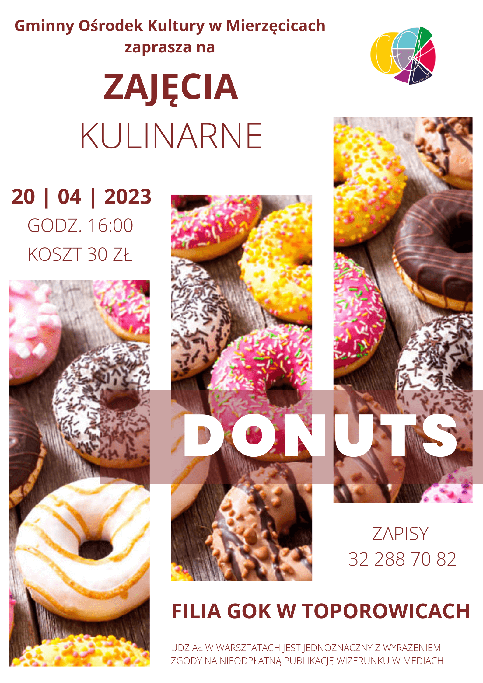 DONUTS-PLAKAT Przełożone na 4 maja! Warsztaty kulinarne - donuts