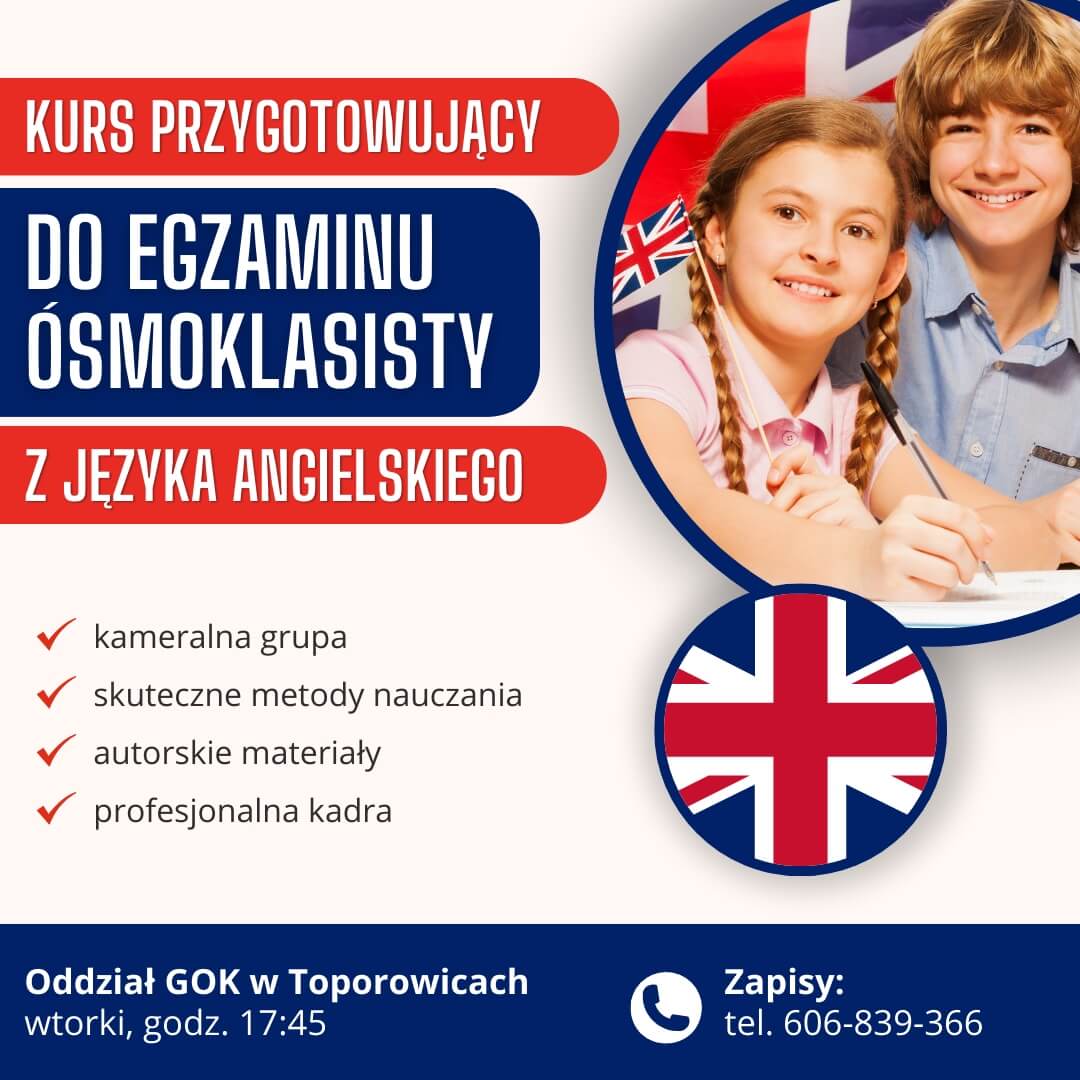 1-1 Kurs przygotowujący do egzaminu ósmoklasisty z języka angielskiego - zapraszamy na zajęcia!