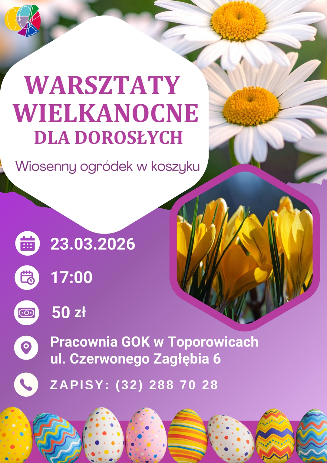 war2 Gminny Ośrodek Kultury zaprasza na WARSZTATY WIELKANOCNE dla dorosłych!